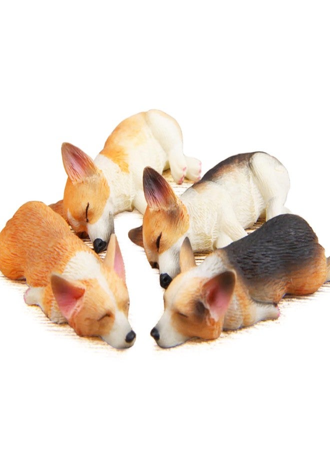 RillyRellow Miniature Corgi Figurine, Dollhouse Miniature Corgi, 1:12 Sleeping Welsh Corgi Dog, Home Fairy Garden Decoration, Simulation Dog Resin Figures (1PCS) (Brown on Stomach) - Image 1